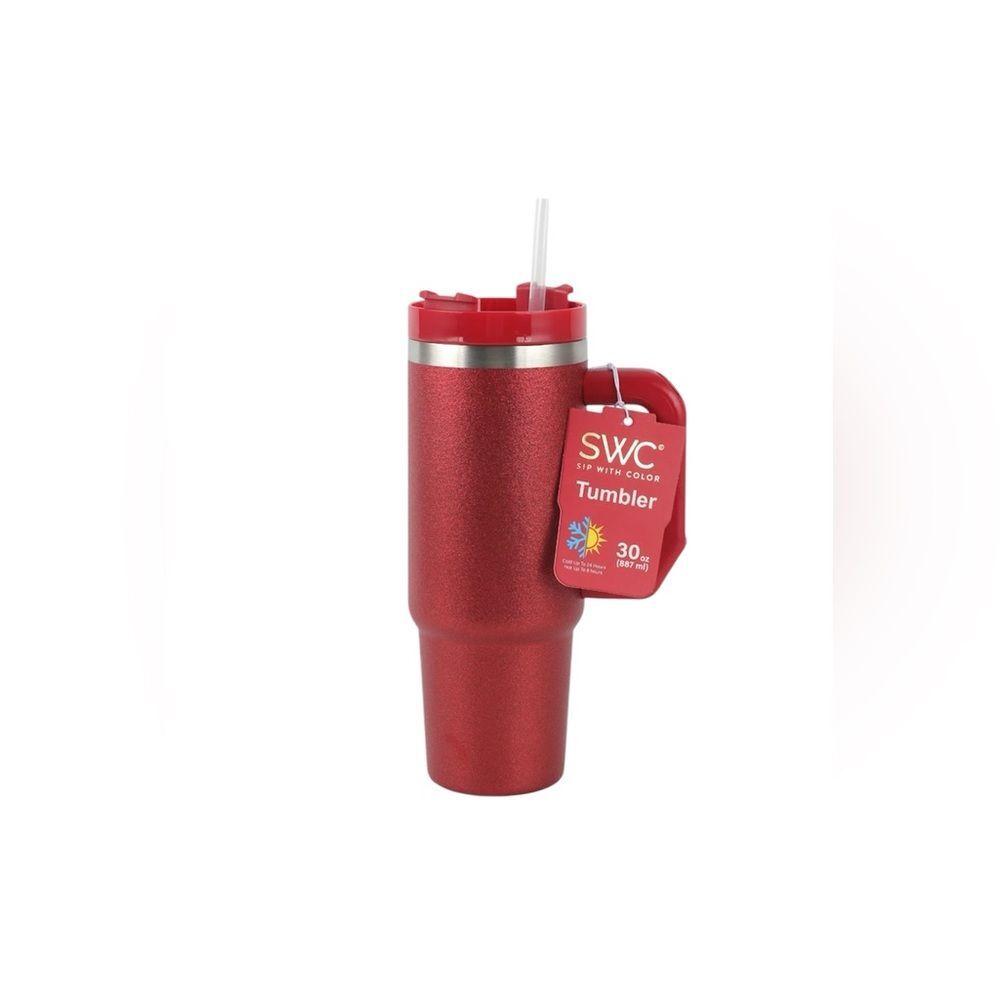 30oz Stainless Steel Tumbler Glitter Red